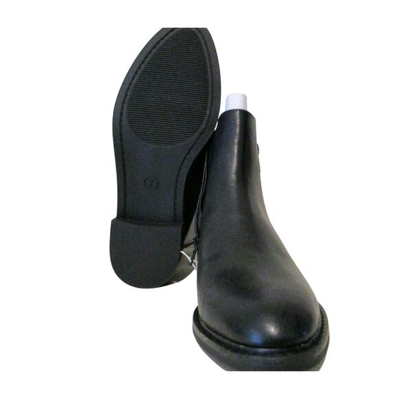Brenna Dressy Black Side Zip Ankle Boot Sz 8 Faux Leather Block Heel Memory Foam - Picture 6 of 8